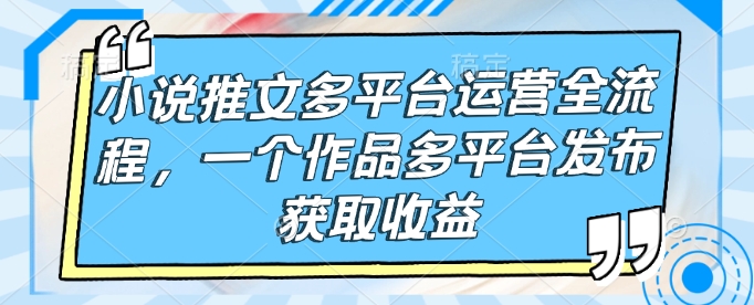 小说推文多平台运营全流程，一个作品多平台发布获取收益-玖卿社区