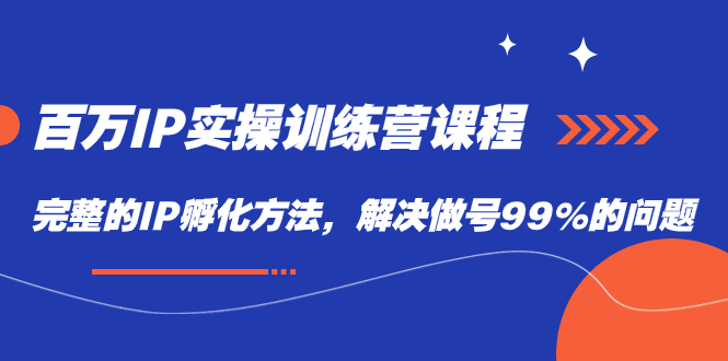 百万IP实战训练营课程，完整的IP孵化方法，解决做号99%的问题-玖卿社区