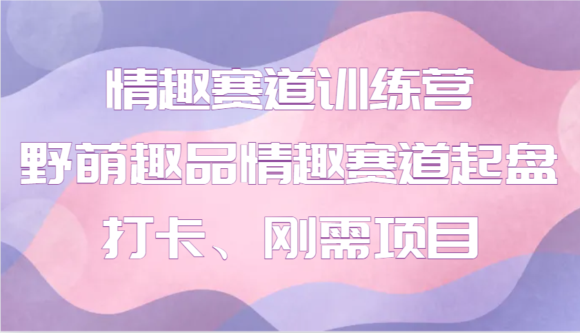 情趣赛道训练营 野萌趣品情趣赛道起盘打卡、刚需项目-玖卿社区