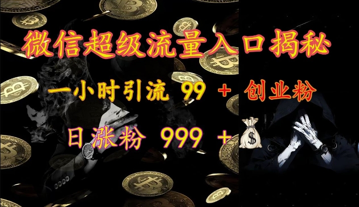 微信超级流量入口揭秘：一小时引流 99 + 创业粉，日涨粉 999 +-玖卿社区