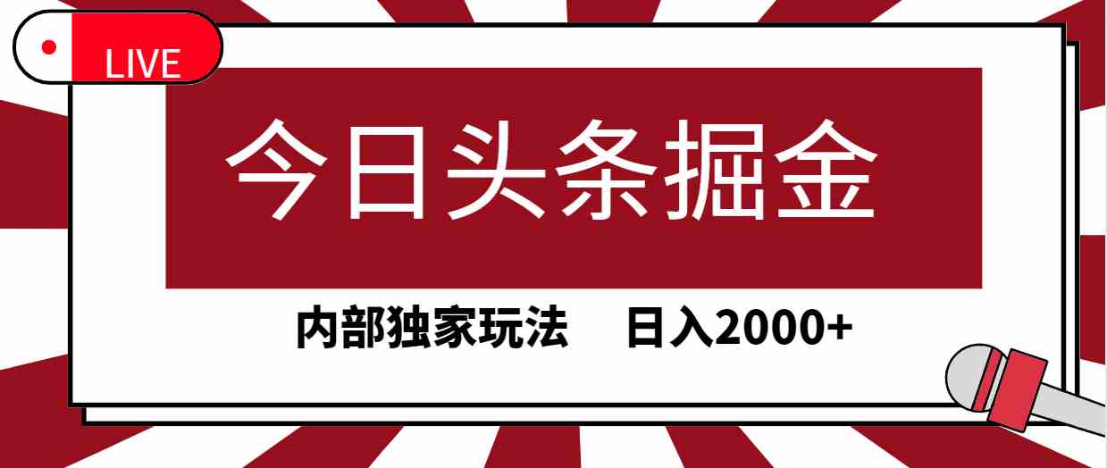 （9832期）今日头条掘金，30秒一篇文章，内部独家玩法，日入2000+-玖卿社区