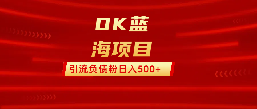 DK蓝海项目  通过，抖音，快手，小红书，引流负债粉日入500+-玖卿社区