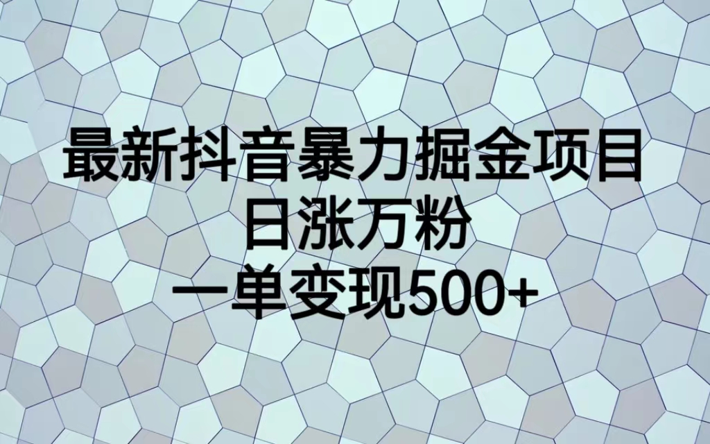 最新抖音暴力掘金项目，日涨万粉，一单变现500+-玖卿社区
