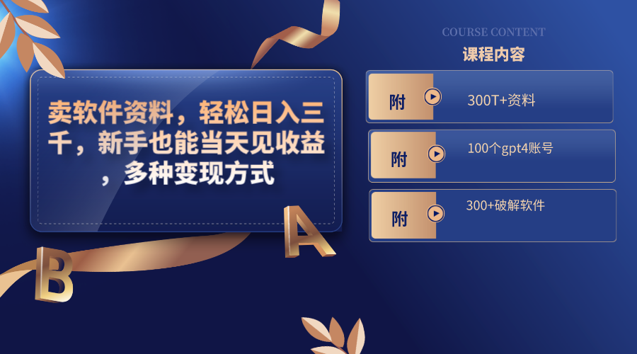 卖软件资料，轻松日入三千，新手也能当天见收益，多种变现方式-玖卿社区