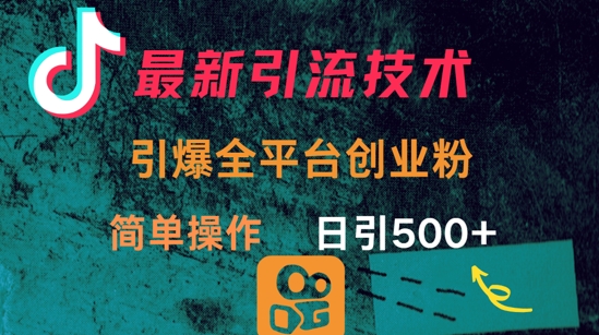 最新引流方法，引爆全平台的一个创业粉，简单操作日引300+-玖卿社区