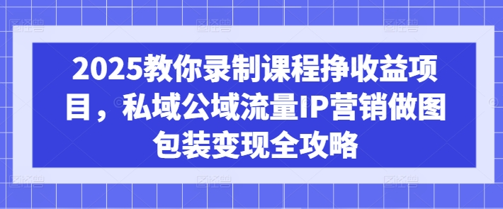2025教你录制课程挣收益项目，私域公域流量IP营销做图包装变现全攻略-玖卿社区
