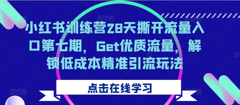 小红书训练营28天撕开流量入口第七期，Get优质流量，解锁低成本精准引流玩法-玖卿社区