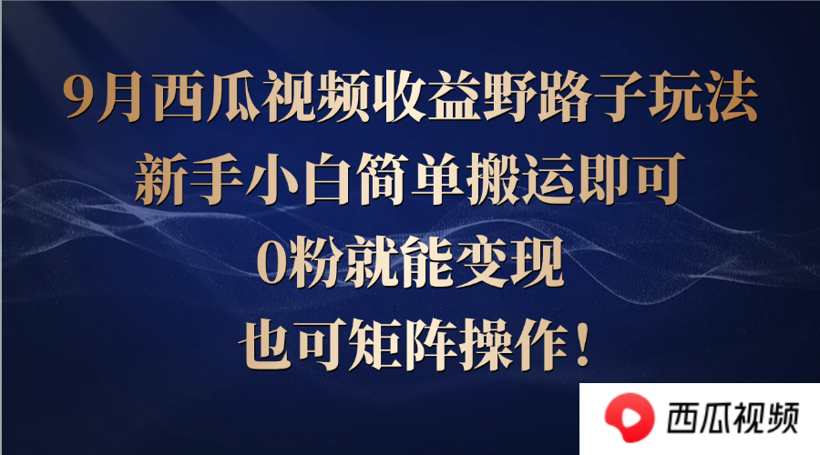 西瓜视频收益野路子玩法，新手小白简单搬运即可，0粉就能变现，也可矩…-玖卿社区