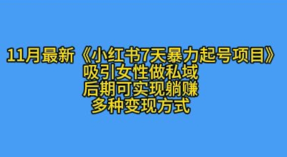 K总部落11月最新小红书7天暴力起号项目，吸引女性做私域【揭秘】-玖卿社区