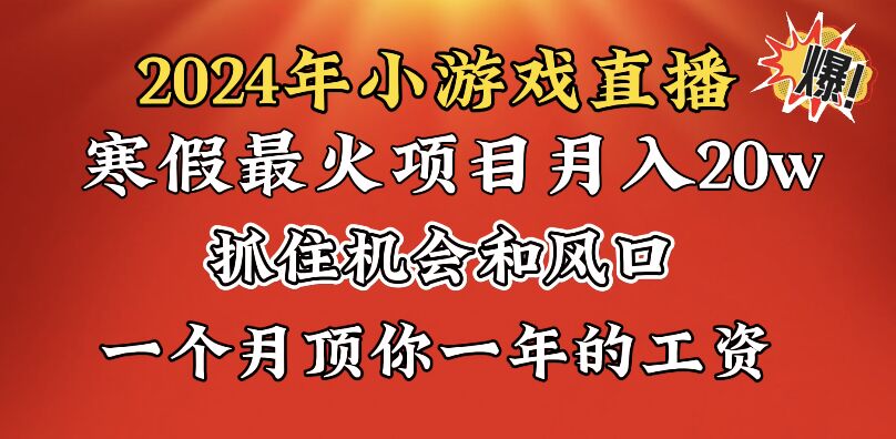 2024年寒假爆火项目，小游戏直播月入20w+，学会了之后你将翻身-玖卿社区